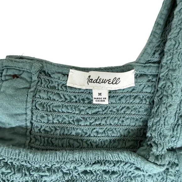 Madewell Linen-Blend Lucie Smocked Peplum Top - Picture 4 of 7